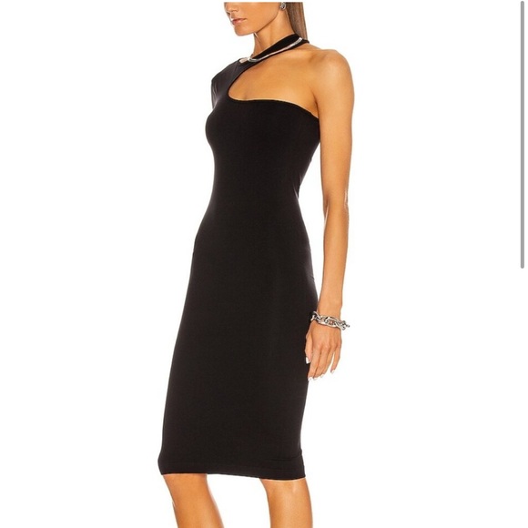 NWT HELMUT LANG Seamless Jersey Cutout Dress in Black - Picture 2 of 6